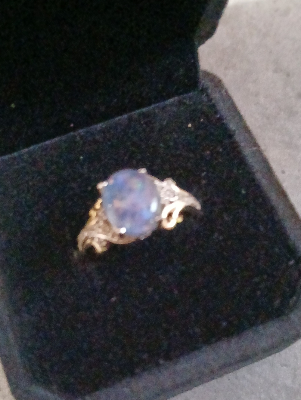 Vintage Opal Doublet In 925 Silver Ring, Size 7